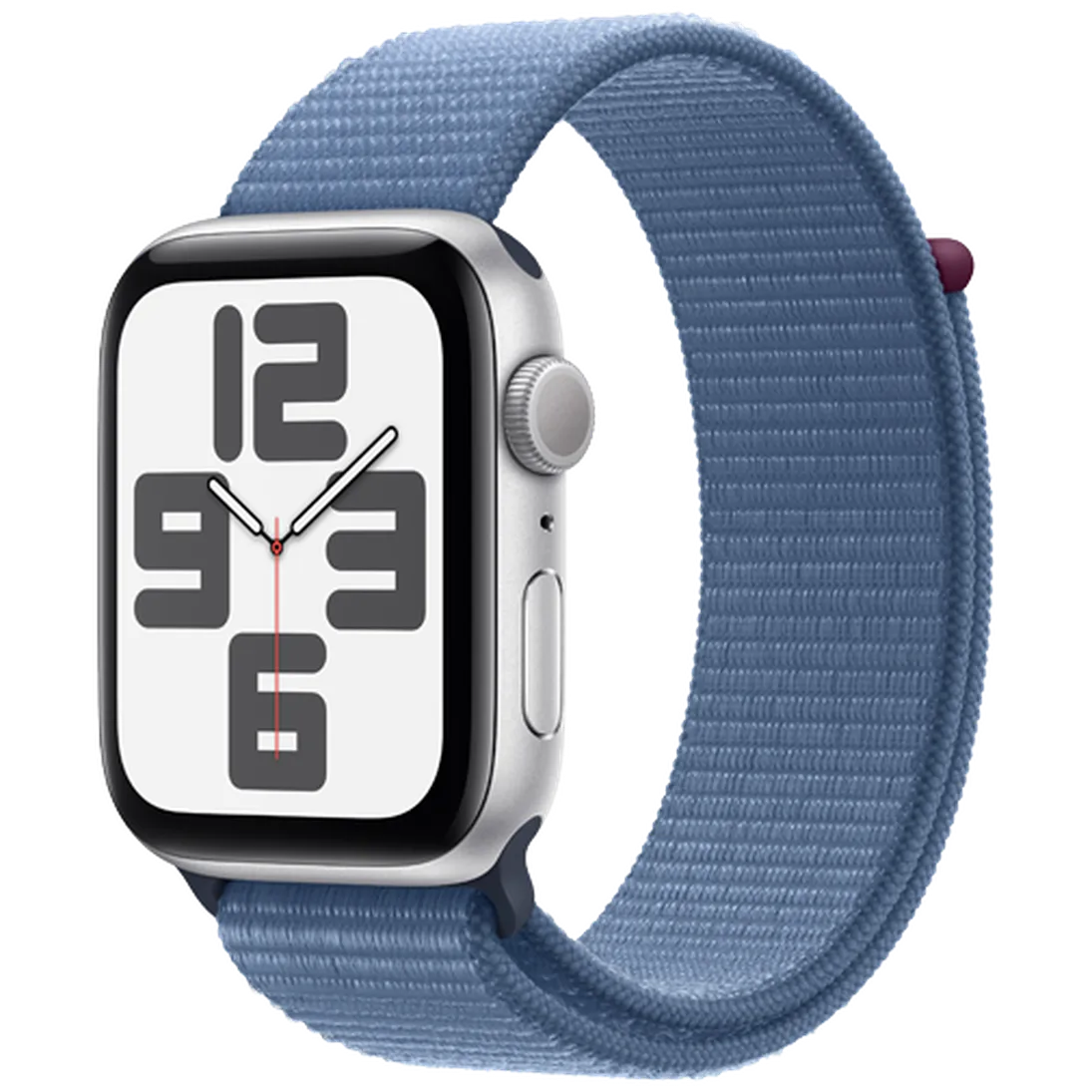Apple Watch SE 2023 44mm Argento (Blauwe Nylon Cinturino)