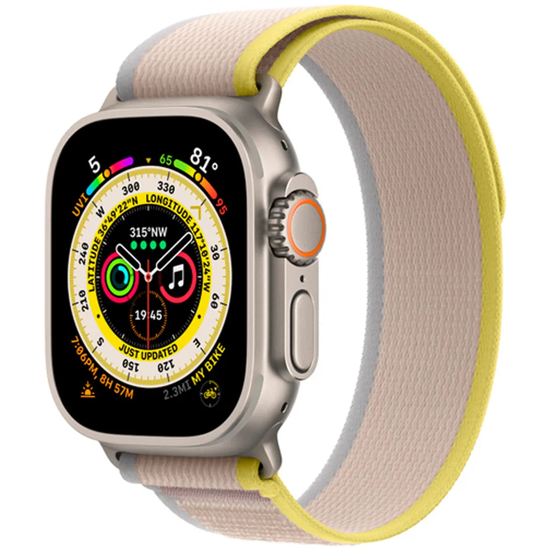 Apple Watch Ultra Giallo/Beige Cinturino Tessile Small/Medium
